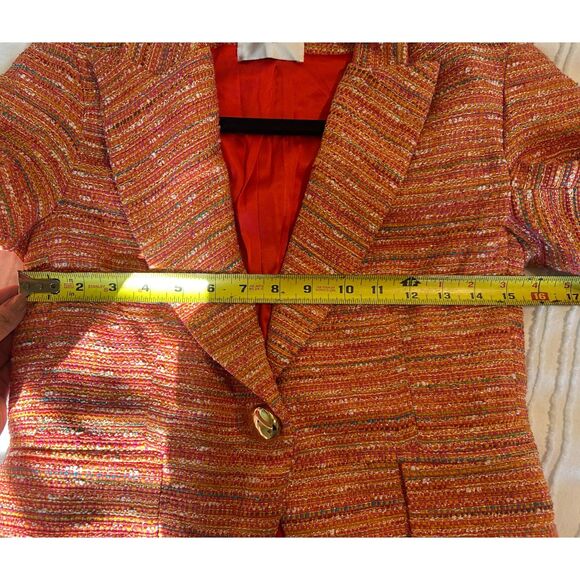 Daniela Corte Tweed Blazer Jacket Orange Pink Blue Yellow Silver Size 38 XS - Picture 5 of 6